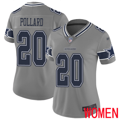 Women Dallas Cowboys Limited Gray Tony Pollard #20 Inverted Legend NFL Jersey->women nfl jersey->Women Jersey
